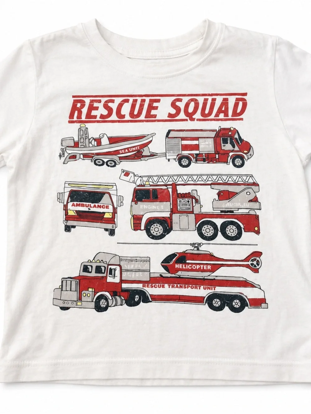 Carter’s Boys Rescue Squad Fire Truck Ambulance T-Shirt White Size 5T
